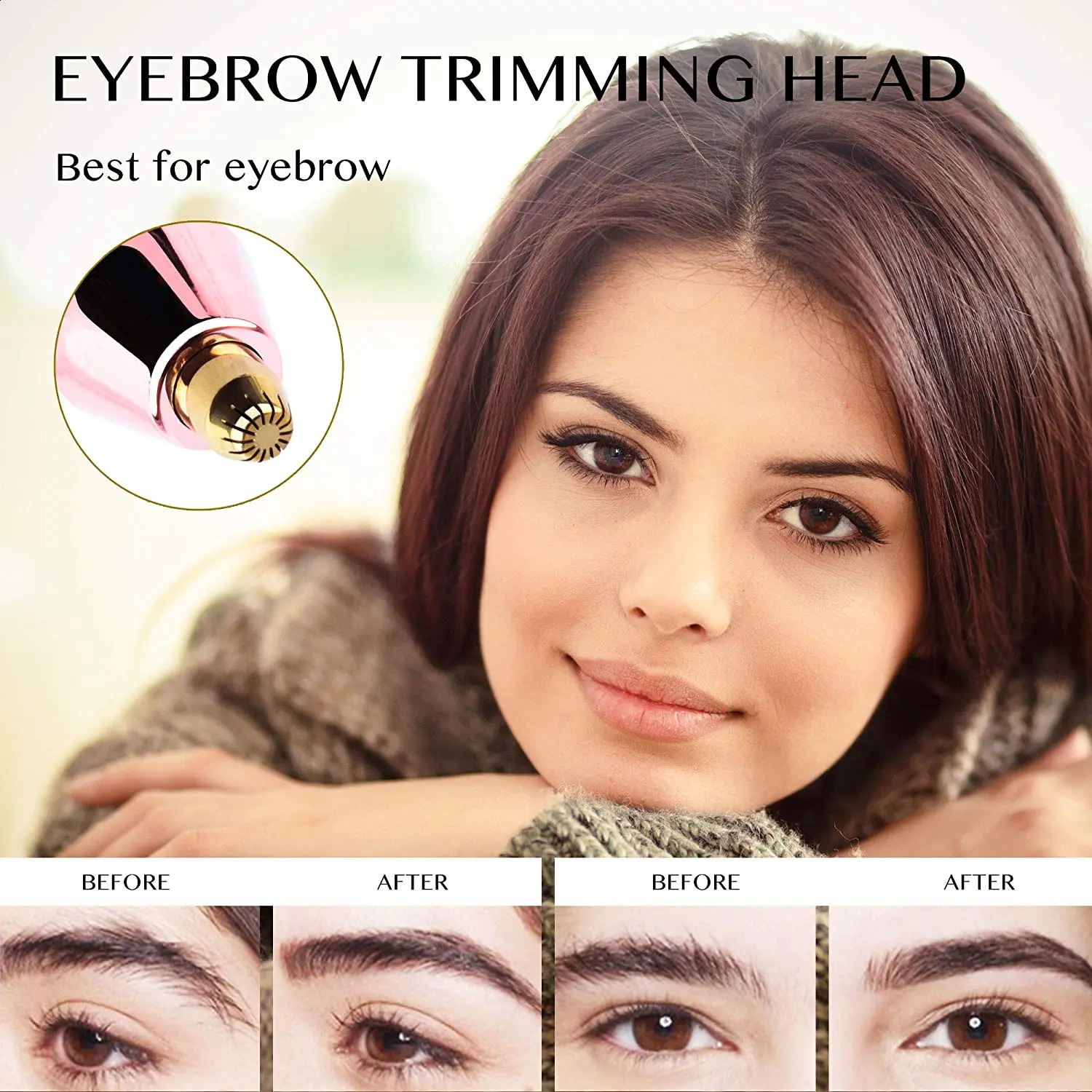 Dighealth 2in1 rechargeable eyebrow trimmer hair remover makeup mini shaver painless with builtin LED light 240801
