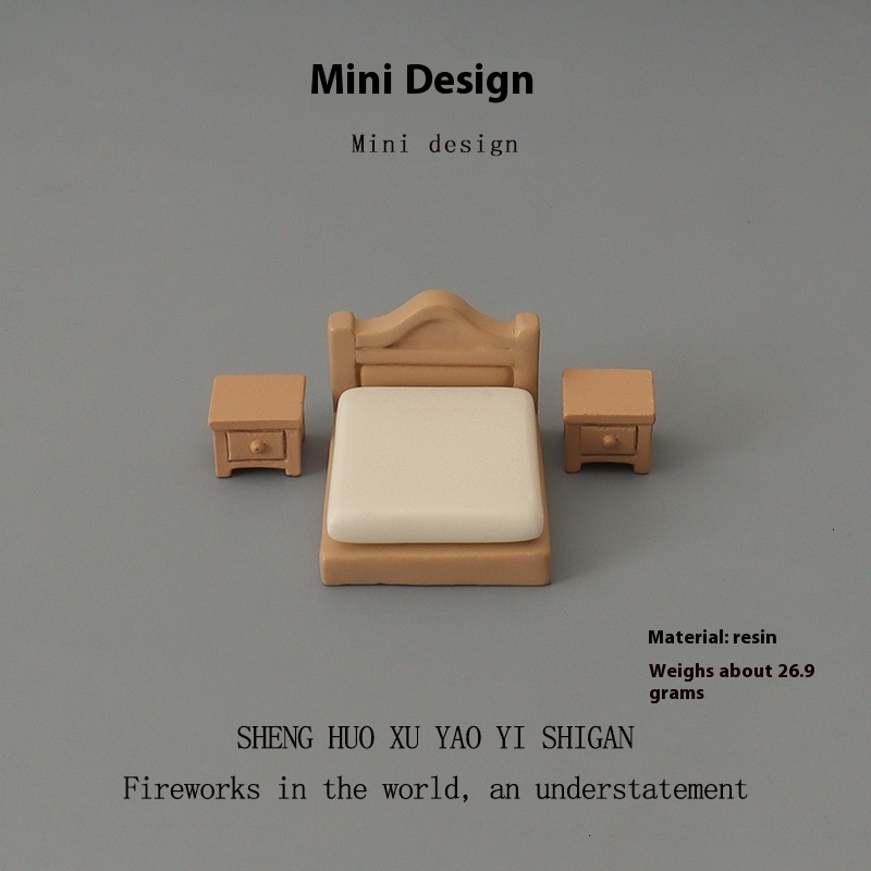 Miniature simulation mini cabinet double bed cute little girl baby house decoration accessories micro landscape landscaping small ornaments