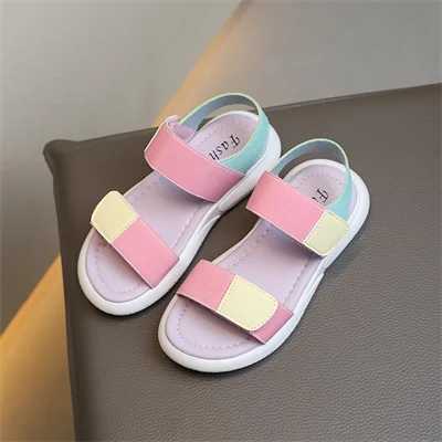 Girls non slip soft sole matching open toe pink sandals new summer girls PU outdoor fashionable sandals size 26-36 W240821