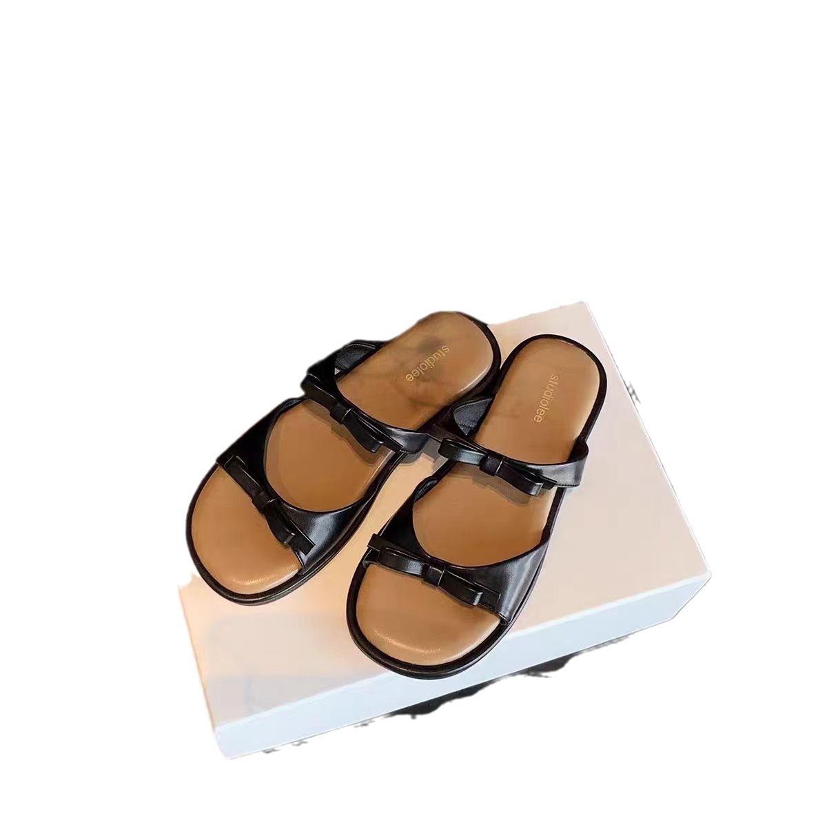 Ddmysports Grape Mom S Same Fri Oliday Age Reducing Butterfly Knot Open Toe Beach Versatile Casual Style Slippers Women Genuine Leather OUTDOOR