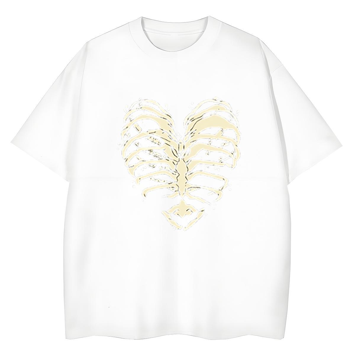 Fashion Womens T Shirts 100% Cotton 230g Breathable Short Sleeve Hip Hop Street skull Women Tees Loose White Plus Size Tops Tees