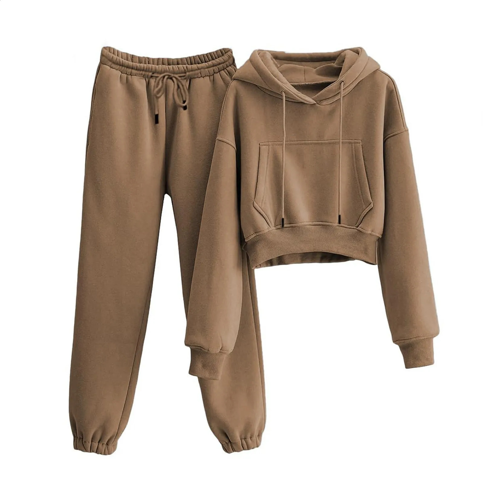 Casual hooded sweatshirt sports pants twopiece set track and field clothing womens zipper plus size 240821