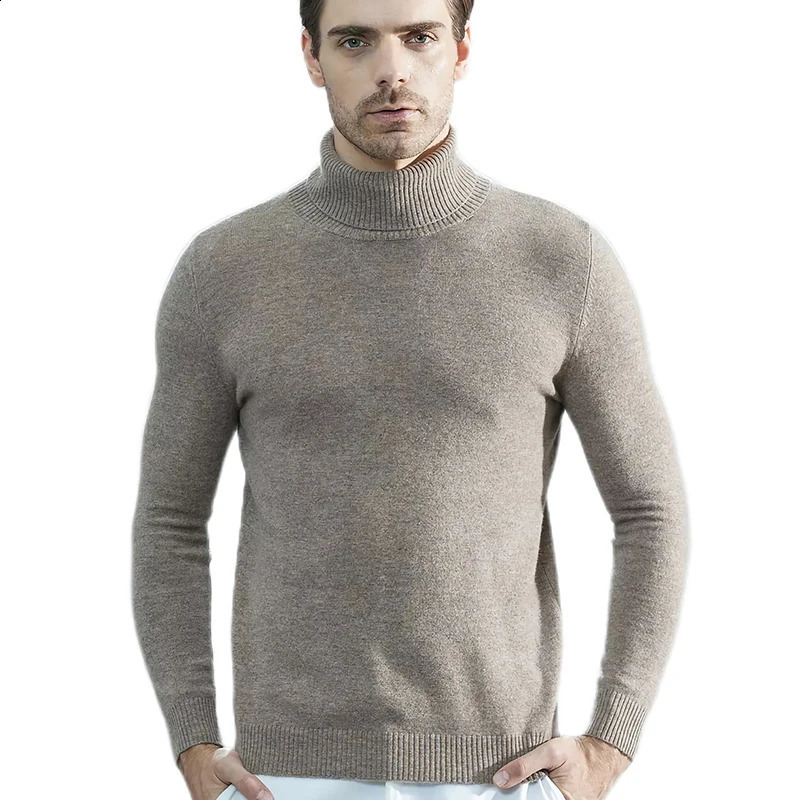 Men Knitted Sweaters Cashmere Sweater 100% Merino Wool Turtleneck Long-Sleeve Thick Pullover Winter Autumn Male Jumpers Clothing 240821