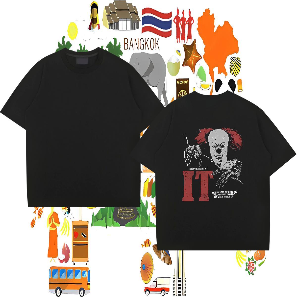2024 New Men Tshirts 100% Cotton 230g Street joker Breathable Soft T Shirt For Man Wholesale Black White Clothes