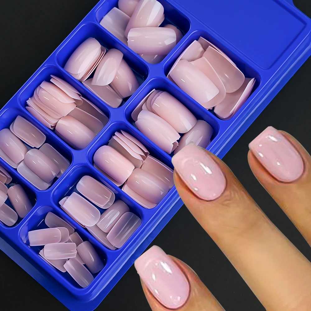 100Pcs Solid Color Pink/White Square Round False Nail Tips Full-Cover Short Acrylic Fake Nails Tip Press On Nails Fake NailsXJ241025