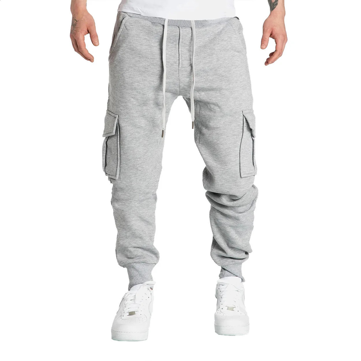Mens cargo pants track street bottom winter fitness gym running training breathable soft mens sports 240821