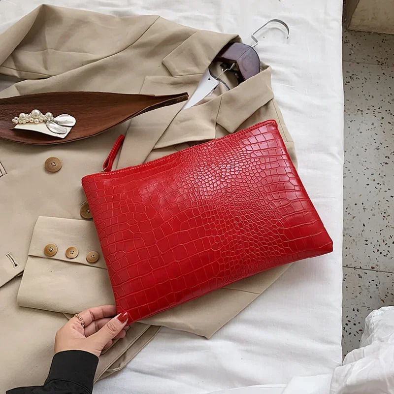 Women Handbag Pattern Clutch Bag Pochette Female Casual Solid Color Zipper Envelope Square Bags 240821