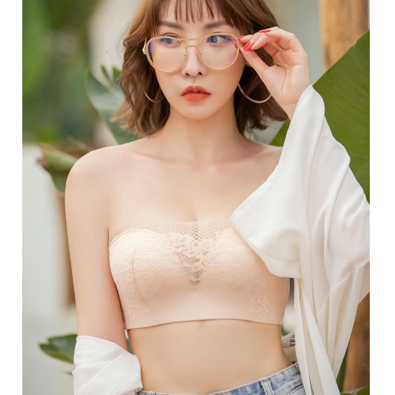 Strapless strapless for women with small breasts gathered together, thickened anti slip beautiful back, invisible wedding dress wrapped bra dongdumaoy