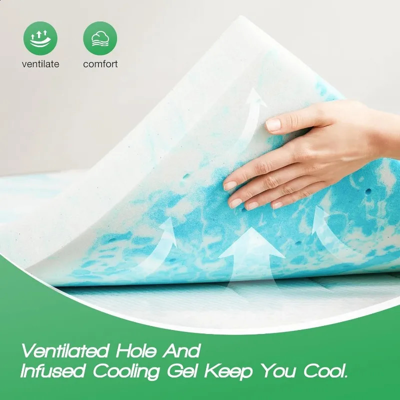 2 Inch Twin Mattress Topper Cooling Gel Memory Foam Bed for Size Pad CertiPURUS Certified 240820
