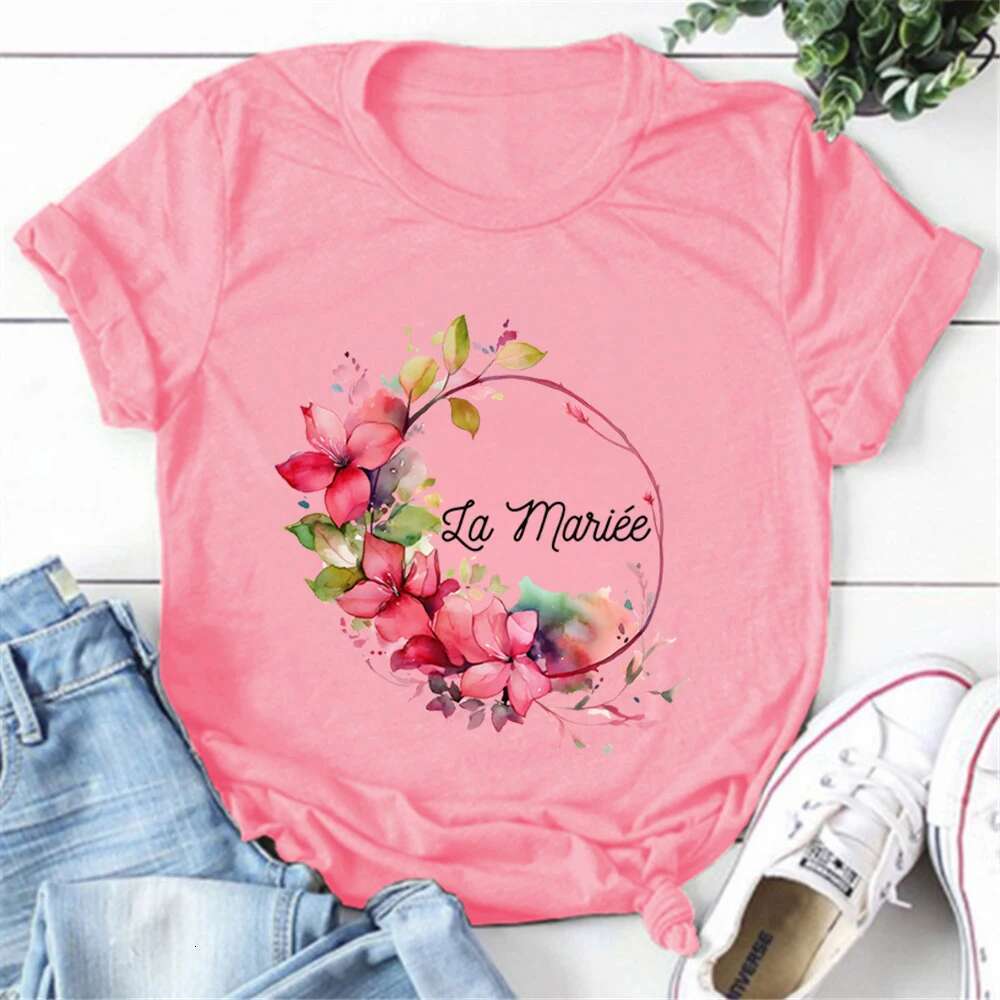 T-shirt Bride Bridesmaid Top Women Bachelorette Party T-shirts Short Sleeve Tee Shirts Team De La Mariee Tops smaid s s