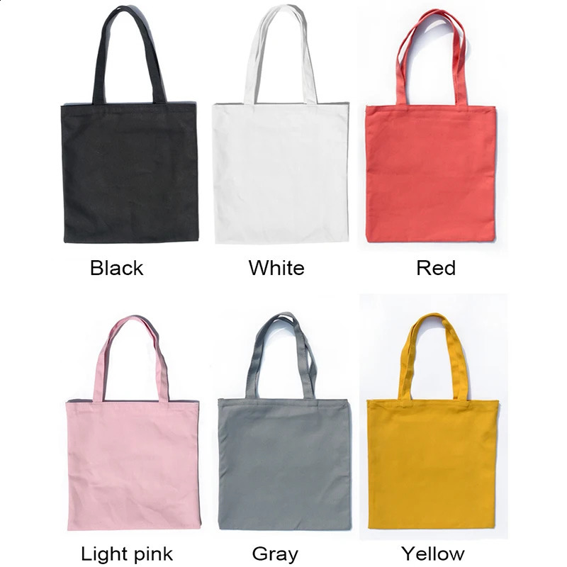 women Solid Canvas Casual Tote shoulder bags for girls female DIY handbags eco friendly shopping bag y240925