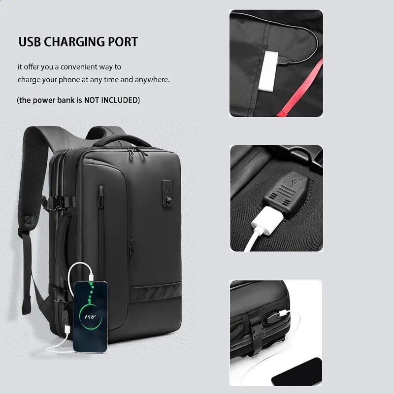Mens multifunctional airbag backpack large capacity vacuum storage business travel bag Oxford cloth waterproof 240820