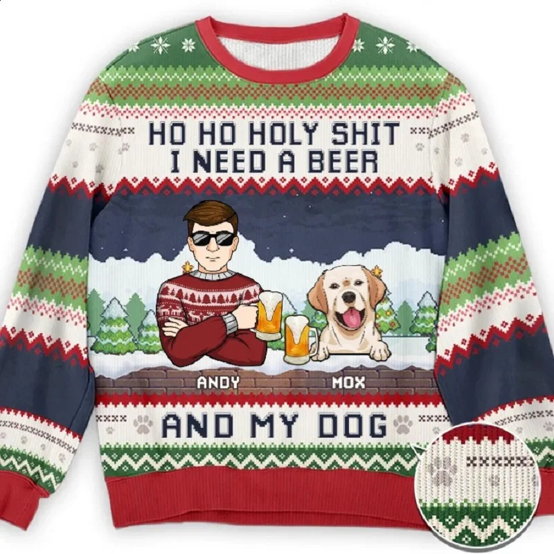 Men Women Ugly Christmas Sweaters Xmas Happy Knitting Casual Long Sleeve Jumpers 3D Print Party Crewneck Sweatshirt Plus Size 240821