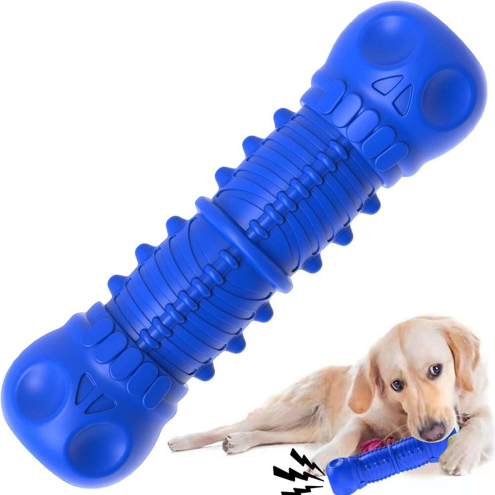 ZIKATON Squeaky Aggressive Chewers, Chew Large Medium Breed Dog, Dog Toys, Tough Durable Dogs Toys with Natural Rubber (Bule D, for Larege Dogs)