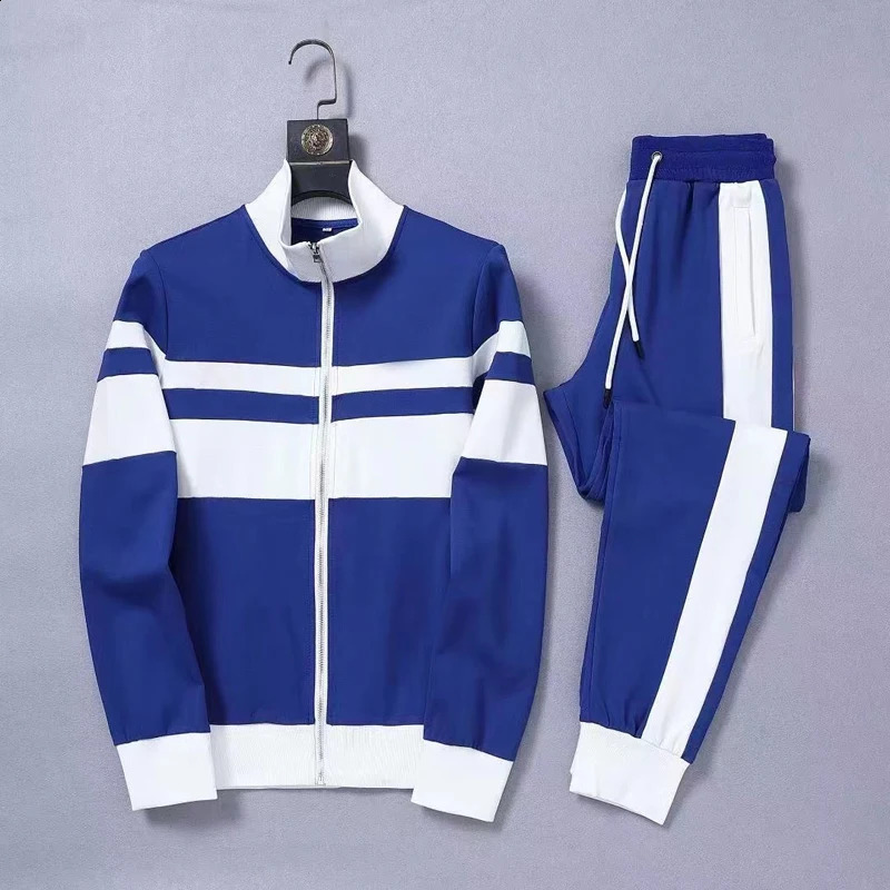 European mens and womens casual sports suit long-sleeved trousers high-end fashion two-piece suit 240821