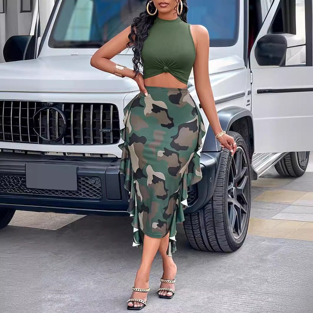 Womens Spring/summer Camo Trendy Set