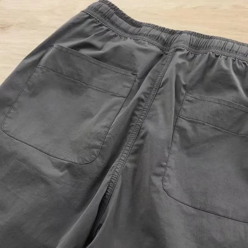 High quality cotton casual mens pants spring style loose fit straight leg thin cargo 240821