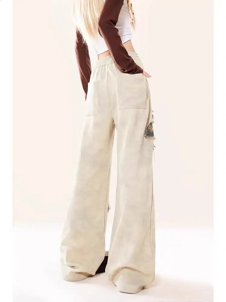 Womens Apricot Pants Harajuku Streetwear Sweatpants Y2k Retro 2000s 90s Aesthetic Vintage Trousers Fashion Casual Clothes Z260314