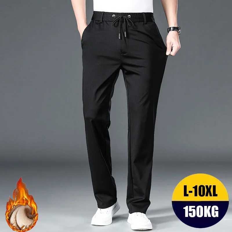 10XL oversized mens formal mens tight pants winter elastic waist mens suit pants plus size pocket mens slim fit mens dress pantsW240725