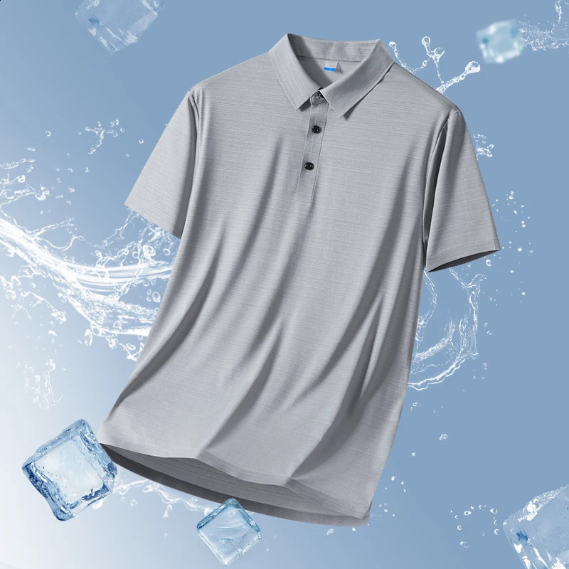 Plus Size 8XL Summer Men Polo Shirt 2024 Classic Short Sleeve Tee Breathable Quick Dry Nylon Ice Silk Polos Men Golf T-shirt 240821