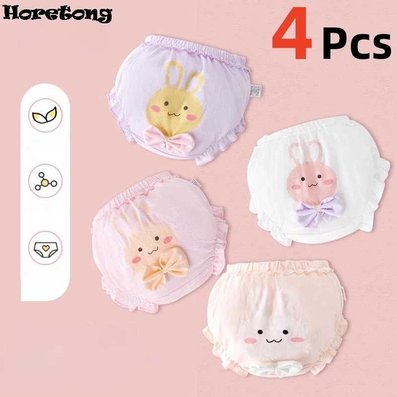 4 Pcs/Set Baby Girls Panties A-class Pure Cotton Cartoon Girl Panties Soft Breathable Kids Children Underwear For 1.5-5 Years Y240821