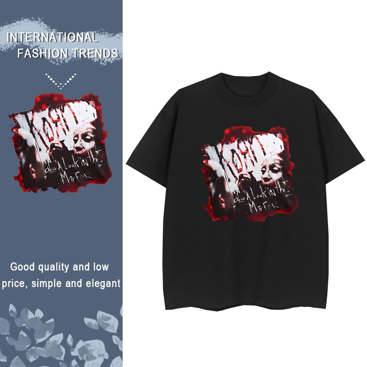 2024 DIY Men Clothes T-Shirt 230g Pure Cotton Daily Outfit scary O Neck Short Sleeves T shirt Comfortable Customized Print Tee Shirt