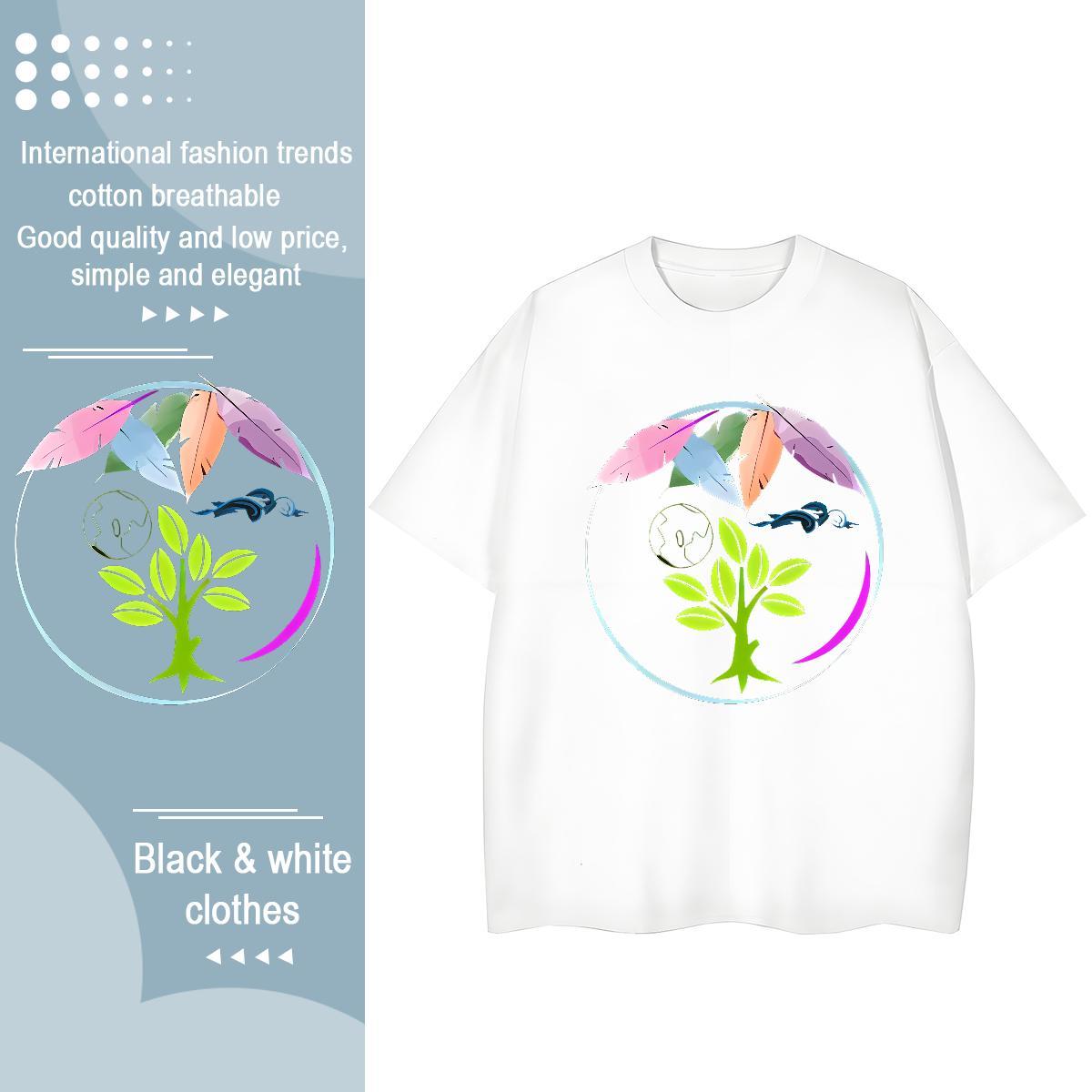 2024 T-Shirts for Women Round Neck Short Sleeve 230g 100% Cotton Women Tees Oversized tree Casual High quality Tees Shirts