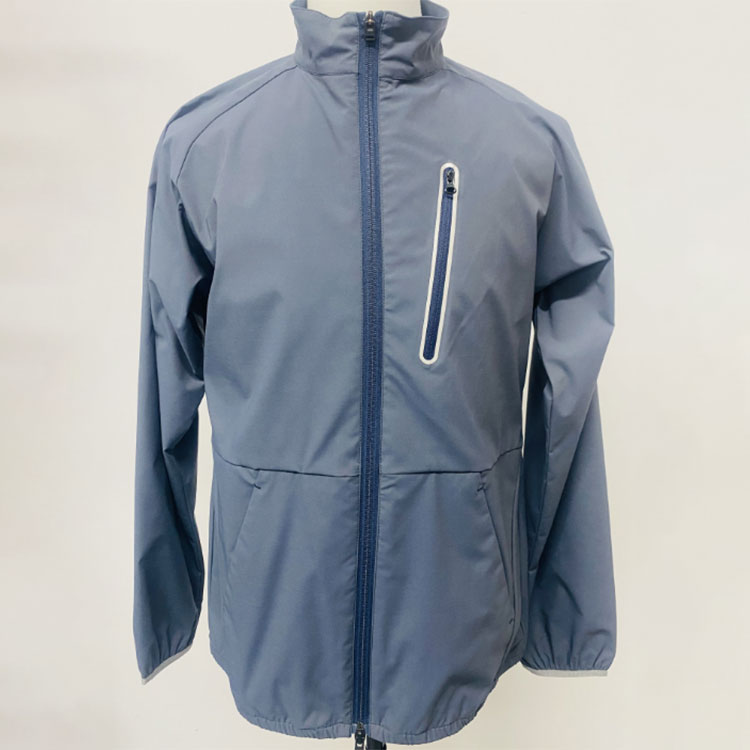 Deep Blue High-Neck Zipper Jacket for Outdoor Sports Fashion