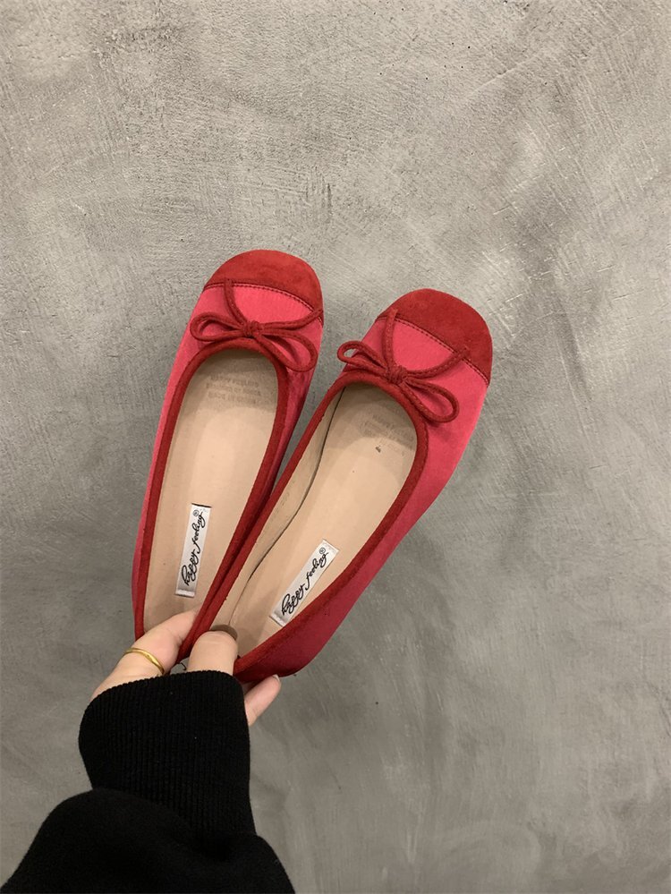 Ddmysports Evening Bow Flat French Single Shoe Soft Sole Grandma Gentle Women S Spring And Autumn Shallow Mouth Scoop Shoes OUTDOOR