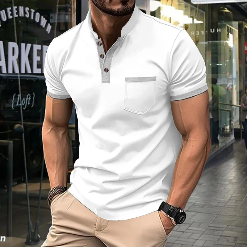 2024 Summer Men Short Sleeved Polo Shirt Casual Solid Color T-shirt Mens Breathable Shirt For Men Modern Stylish Clothing S-3XL 240821