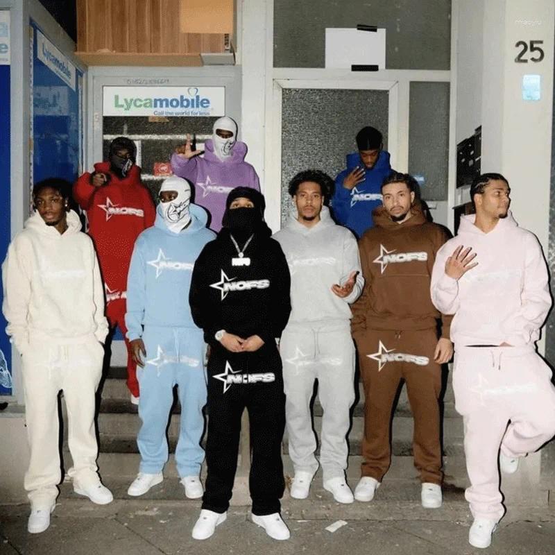 Men's Tracksuits NOFS Fashion Streetwear Quality Autumn Winter Warm Tracksuit Hooded Sweater Long Pants Set Men Women Sports Pullover
