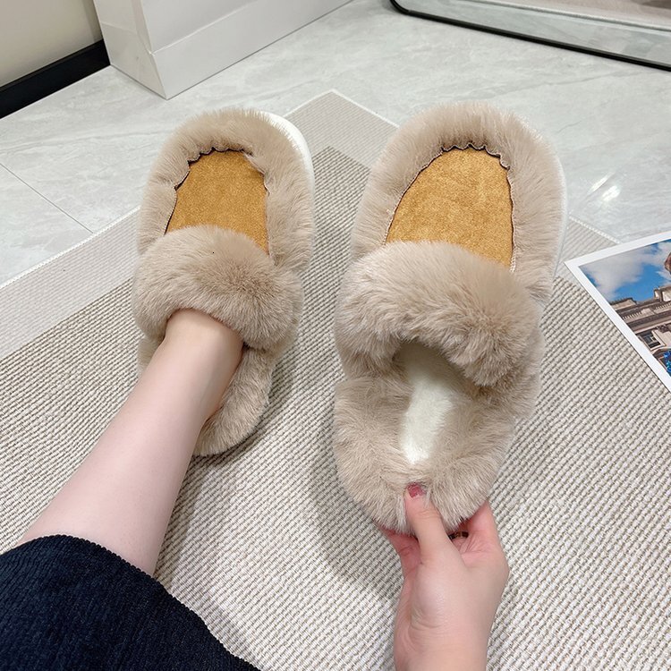 Ddmysports Wearing Hairy Women In Autumn Winter Plus Size For Both Men And Couple S Thick Soled Home Cotton Slippers With Toe Caps OUTDOOR