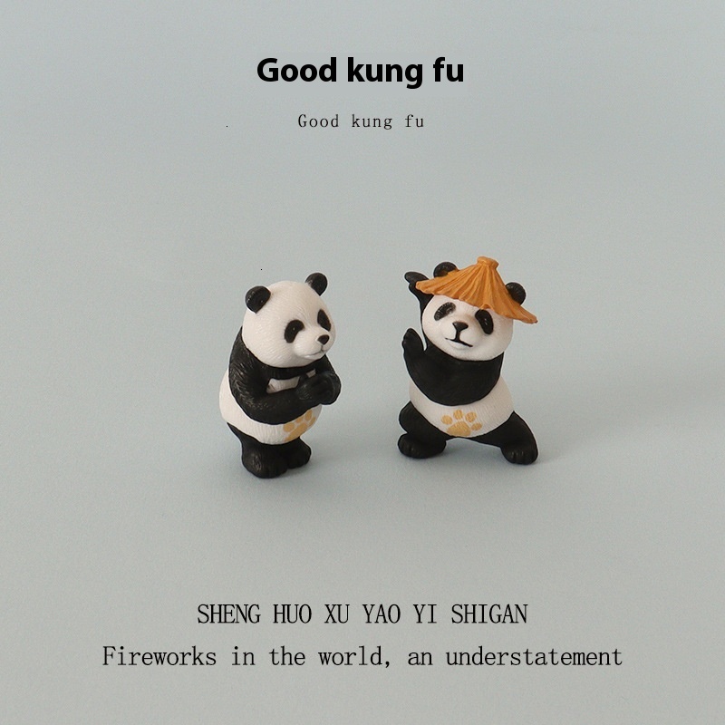 Resin Kung Fu Panda Sculpture - Unique Desk Topper and Home Decorative Artwork