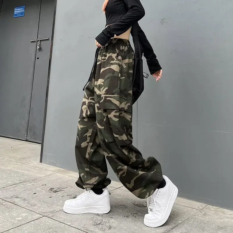 Hip hop retro camouflage sports pants womens jazz dance cargo summer fashion Ins style 240821