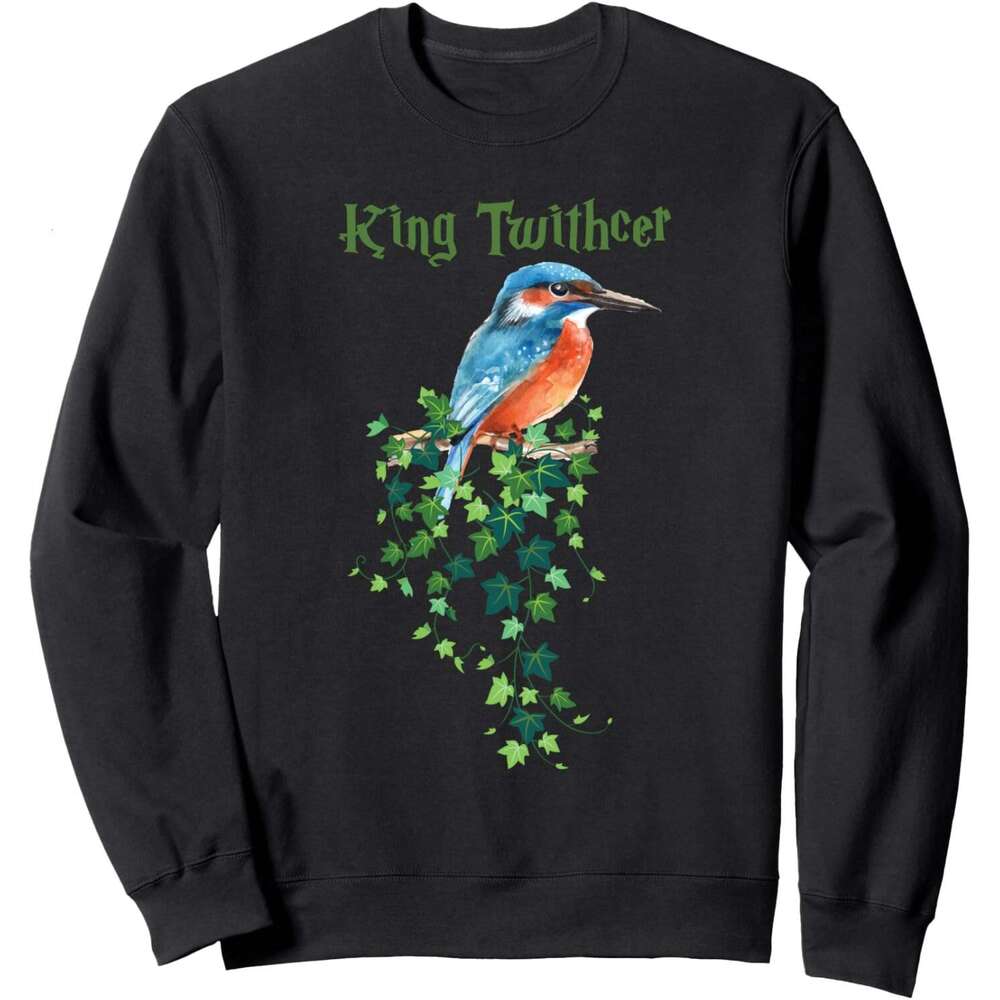 Long Sleeve Shirts for Men sweatshirt King Twithcher Colorful Kingfisher Design Gift Sweatshirt T shirt Tee Streetwear Casual tops clothes