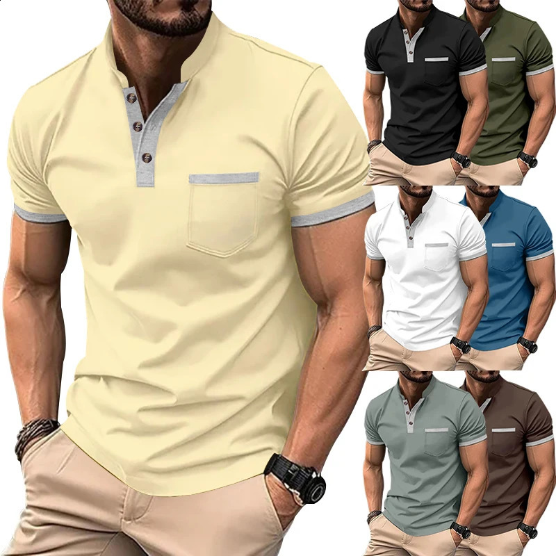 2024 Summer Men Short Sleeved Polo Shirt Casual Solid Color T-shirt Mens Breathable Shirt For Men Modern Stylish Clothing S-3XL 240821