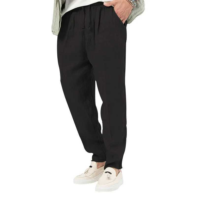 Mens cotton linen pants loose and cool casual pants elastic waist pants casual plus size streetwear lightweight pantsW240725