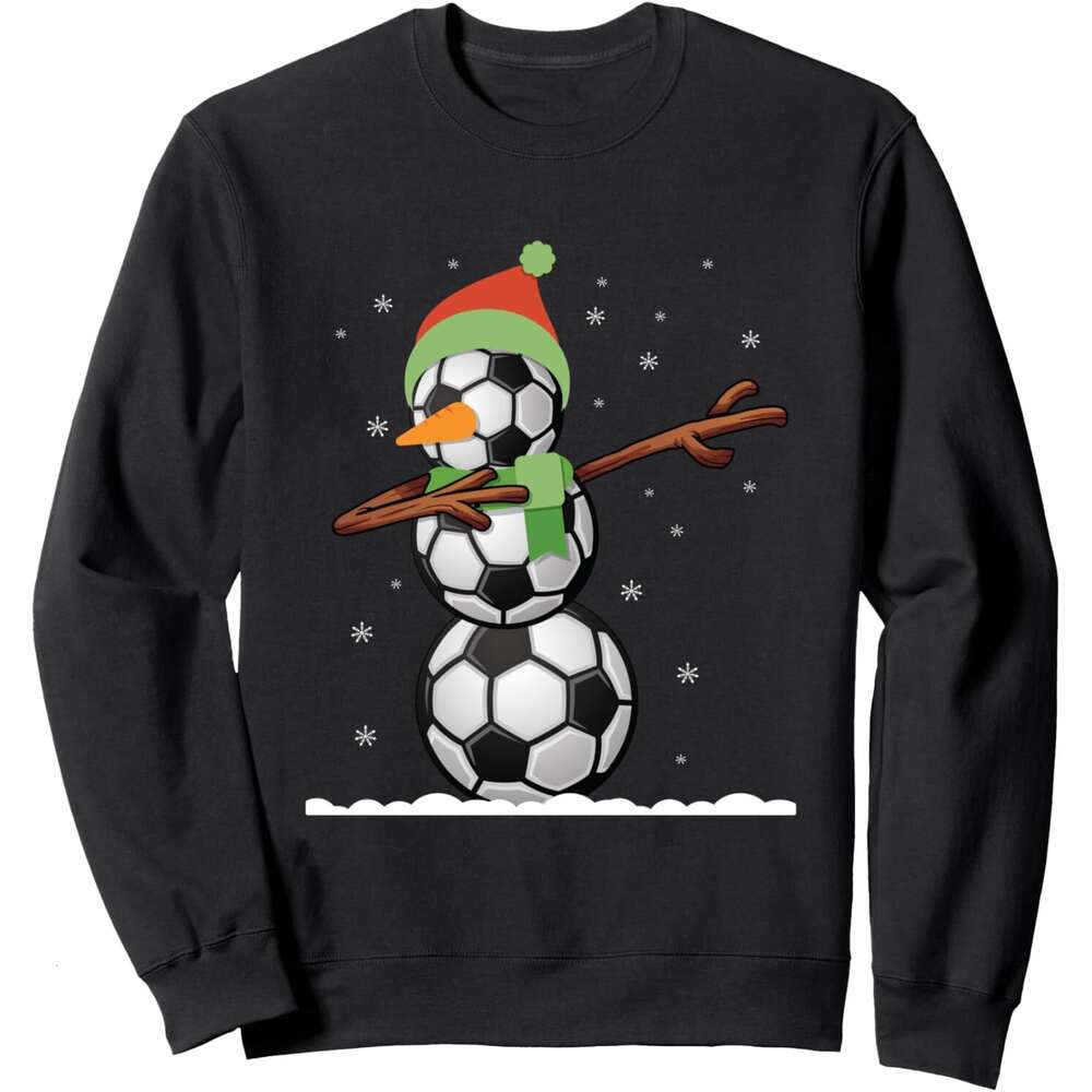 Long Sleeve Shirts for Men sweatshirt Dab Snowman Made Of Soccer Balls Funny Christmas Sweatshirt T shirt Tee Streetwear Casual tops clothes