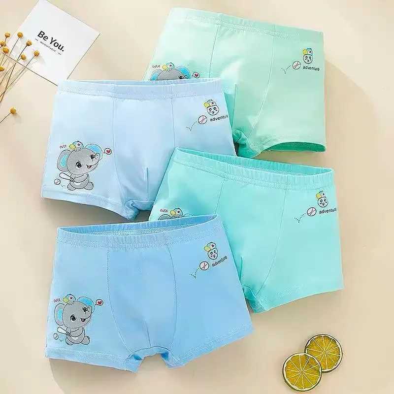 4pcs/Pack Boys Underwear Kids Milk Silk Boxer Cute Cartoon Training Boyshorts for Toddler Size 3-12 Years Y240821