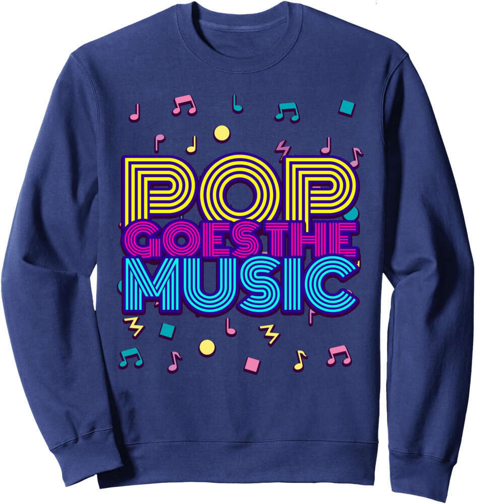 Long Sleeve Shirts for Men sweatshirt Pop Goes The Music Retro Disco Vintage Cool DJ Gift Sweatshirt T shirt Tee Streetwear Casual tops clothes
