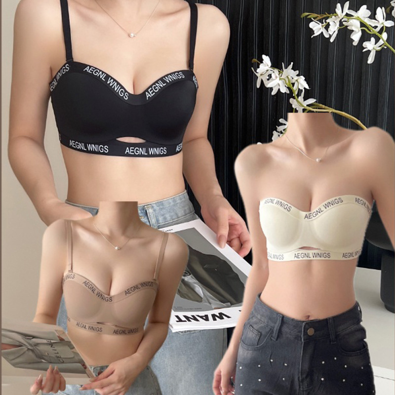Strapless strapless for women in summer, slip and gathering, small chest display, large upper support, anti sagging, invisible text bra dongdumaoyi do