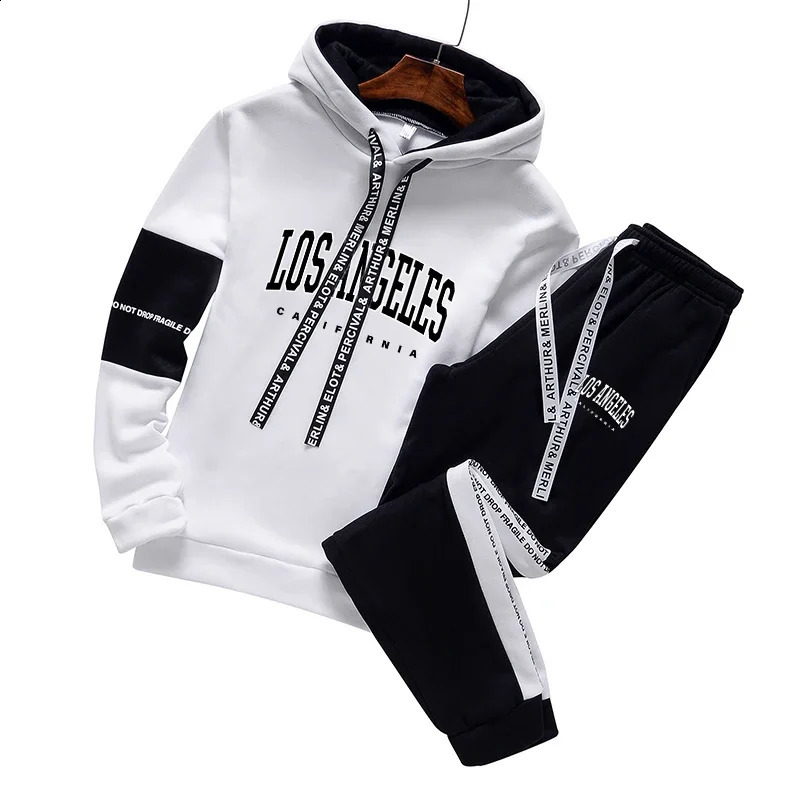 Los Angeles Mens Tracksuit Fashion Versatile Hooded Sweatshirt Suit or Tops or Pants High Quality Jogging Casual Clothing S-3XL 240821