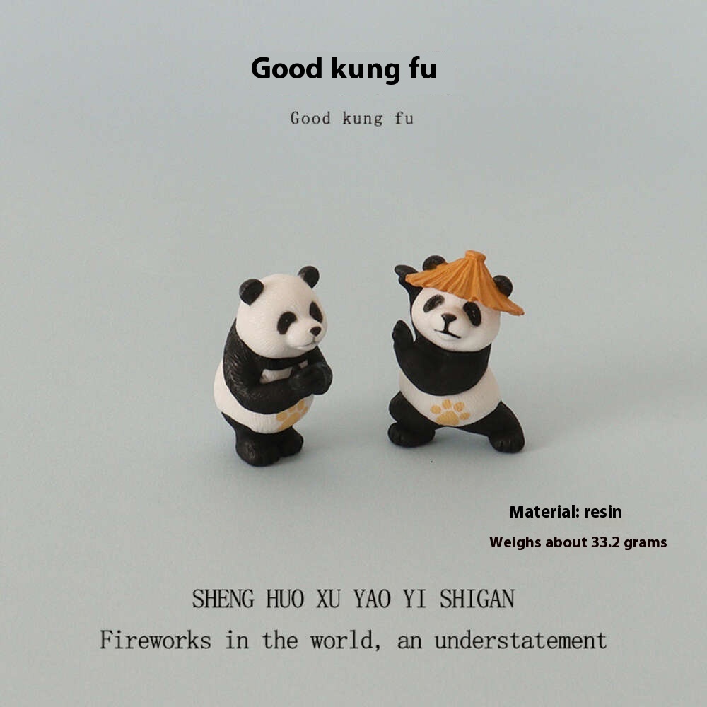 Resin Kung Fu Panda Sculpture - Unique Desk Topper and Home Decorative Artwork