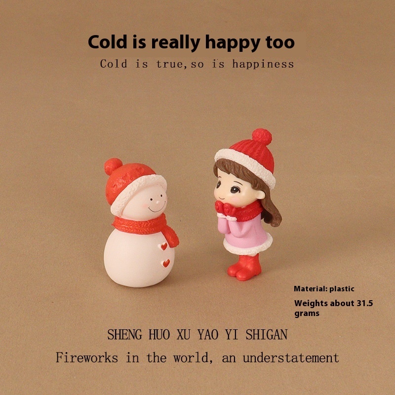 Plastic handicrafts, cute mini girls, snowmen, baby house decorations, micro landscape scenes, car decorations