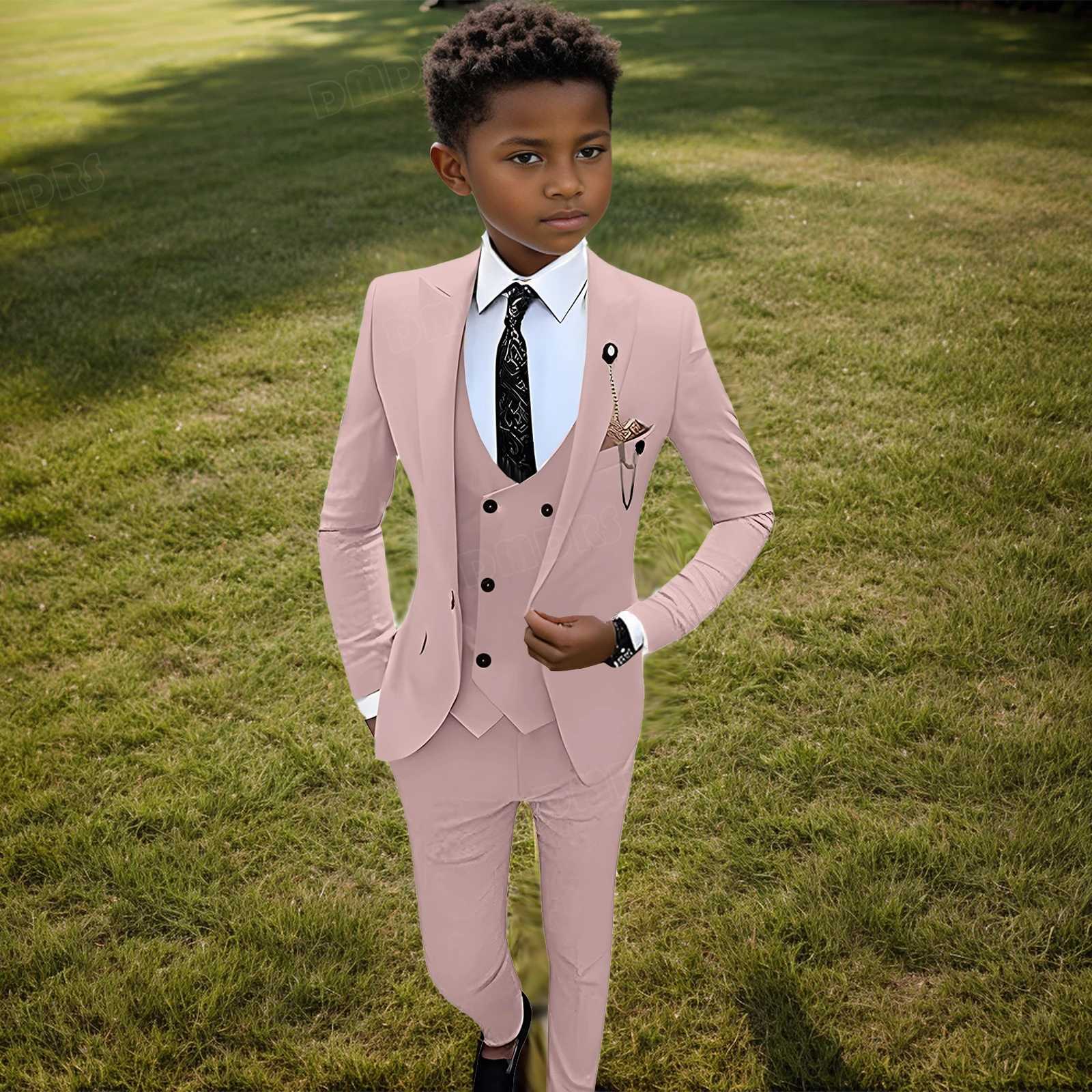 Suits Ring Bearer Outfit for Kids Wedding Guest Boys Suit Set 4-piece Formal Suits With Blazer Vest Pants Tie 2-14Y