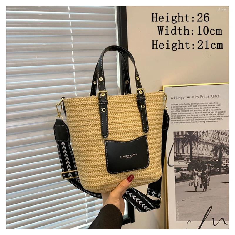 Totes Woven Straw Shoulder Bag Female Crossbody Bags For Women 2024 Designer Bucket Summer Beach Handbags Purse Travel Shopper 79b1