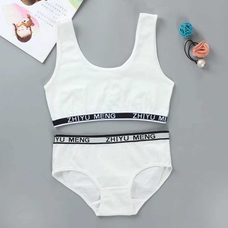 Teenagers Girls Lingerie Cotton Underwear Sets Kids Young Girls Training Bras Puberty Students Bra Vest Brassiere Panties Y240821