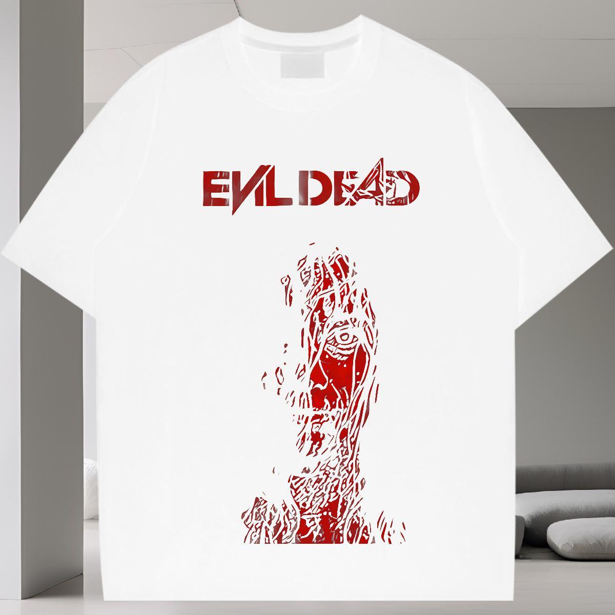 2024 New Mens Tshirts 100% Cotton 230g High Street Hip Hop scary Breathable Crew Neck T Shirts Men Classic Oversized 3XL 4XL Clothes