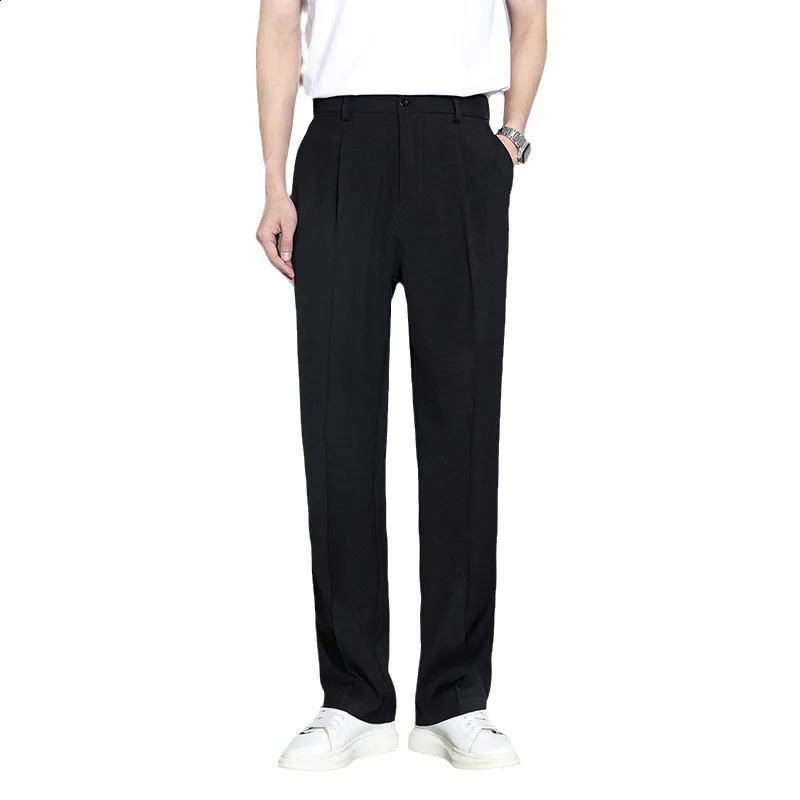 Summer Solid Color Fashion Straight Pants Man High Street Casual Zipper Pockets Button Loose Korean Style All-match Trousers 240820