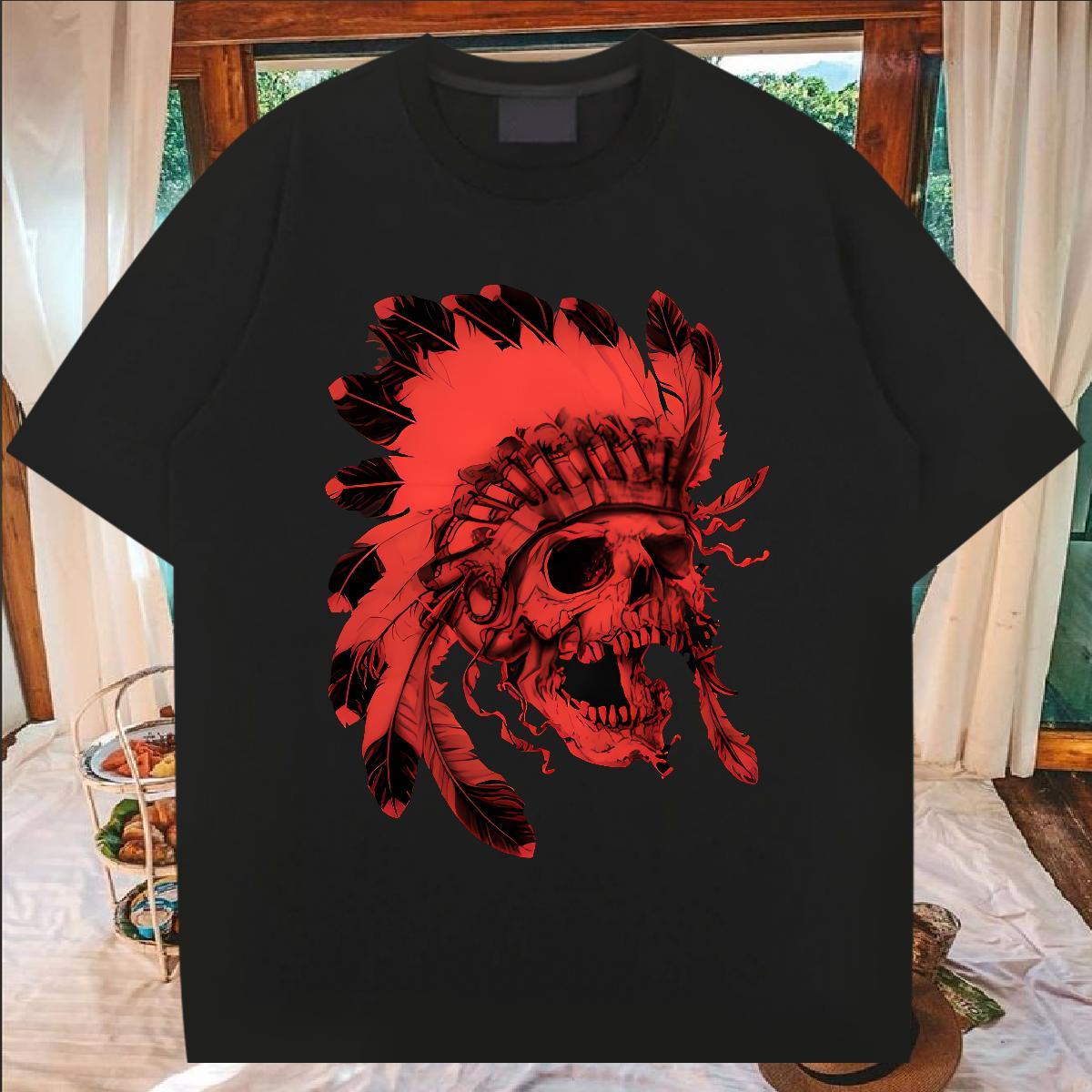 Classic Men Tshirts 230g 100% Cotton Beach scary Breathable T shirt Comfortable Graphic Tees Shirts